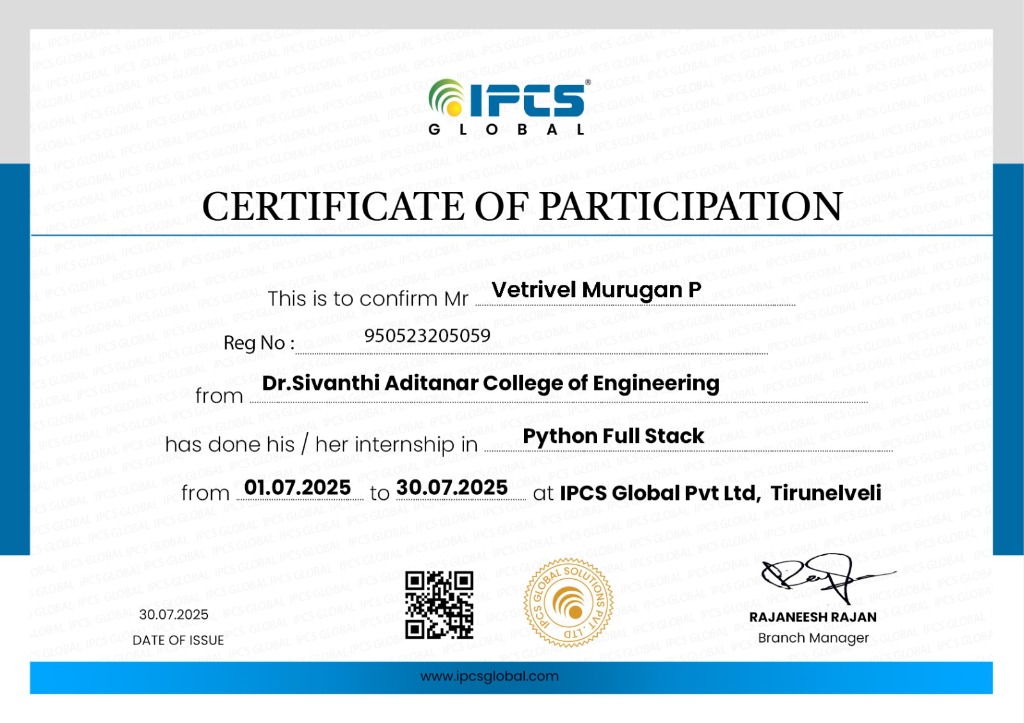 Internship Certificate