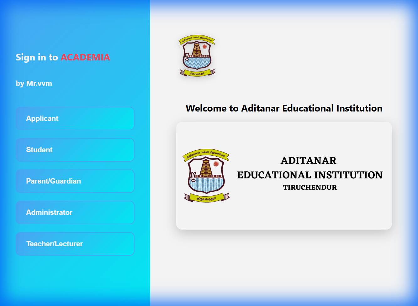 College ERP Portal (Clone) - Full Stack Web Application project by Vetrivel Murugan